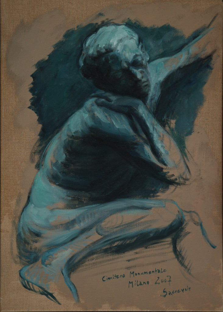 Figur eines Grabmals im Cimitero Monumentale,    Mailand