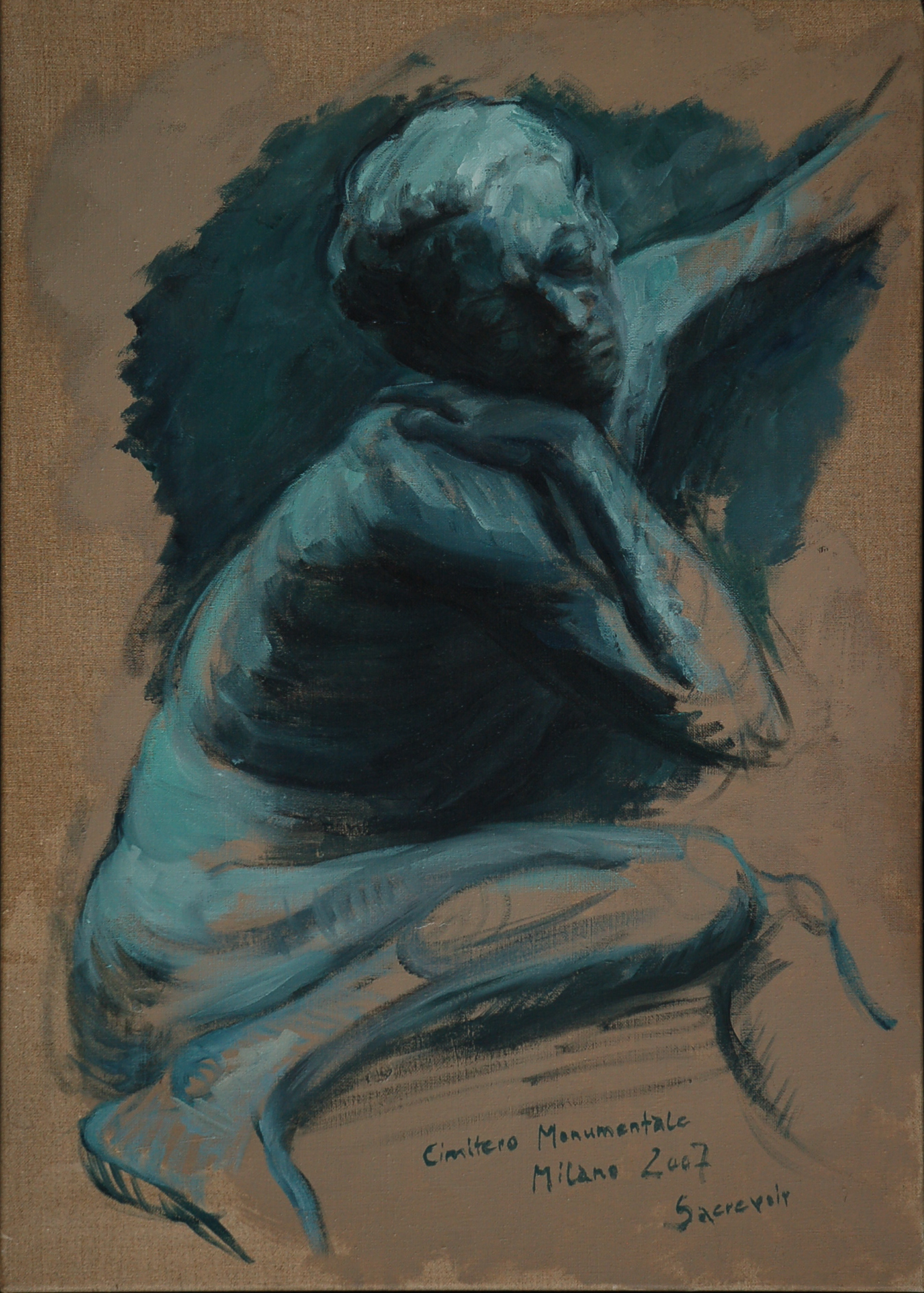 Figur eines Grabmals im Cimitero Monumentale,    Mailand 