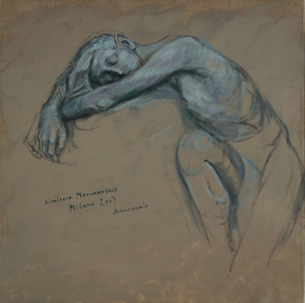 Figur eines Grabmals im Cimitero Monumentale,    Mailand